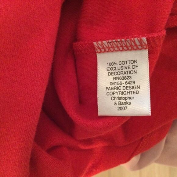 NWOT Christopher  Banks L/S Red Tee w/Embroidery S - Picture 7 of 8